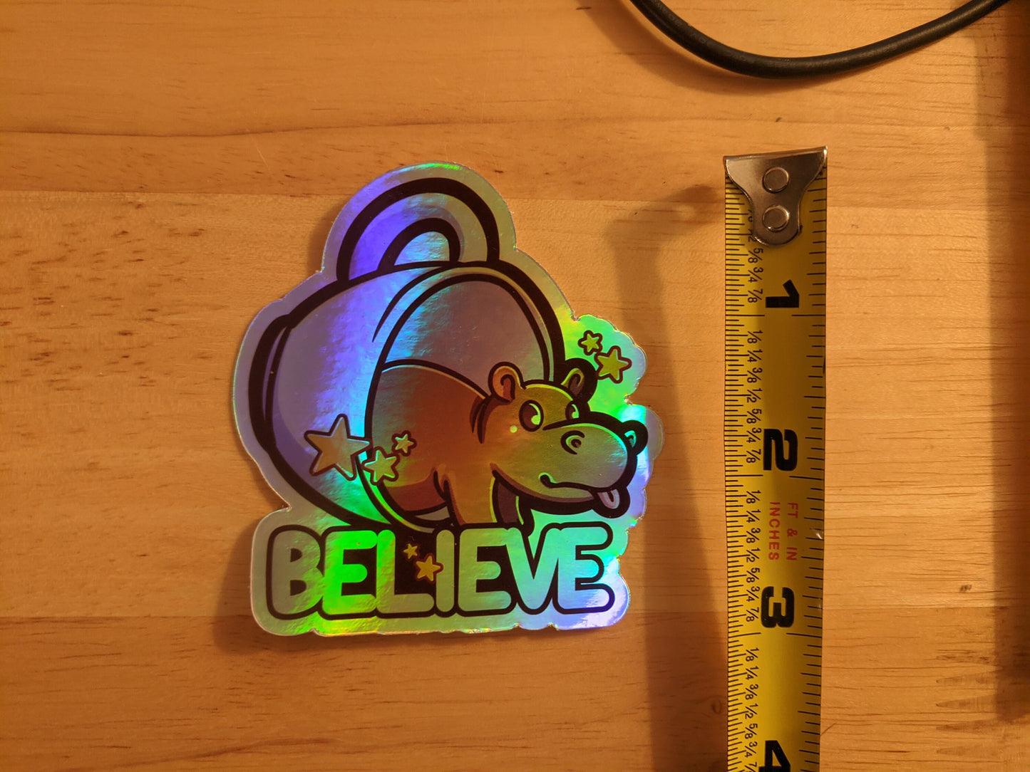 North American House Hippo Canadian Cryptid Holographic Decal | 3" Waterproof Die-Cut Vinyl Sticker for Car, Laptop, Water Bottle etc.