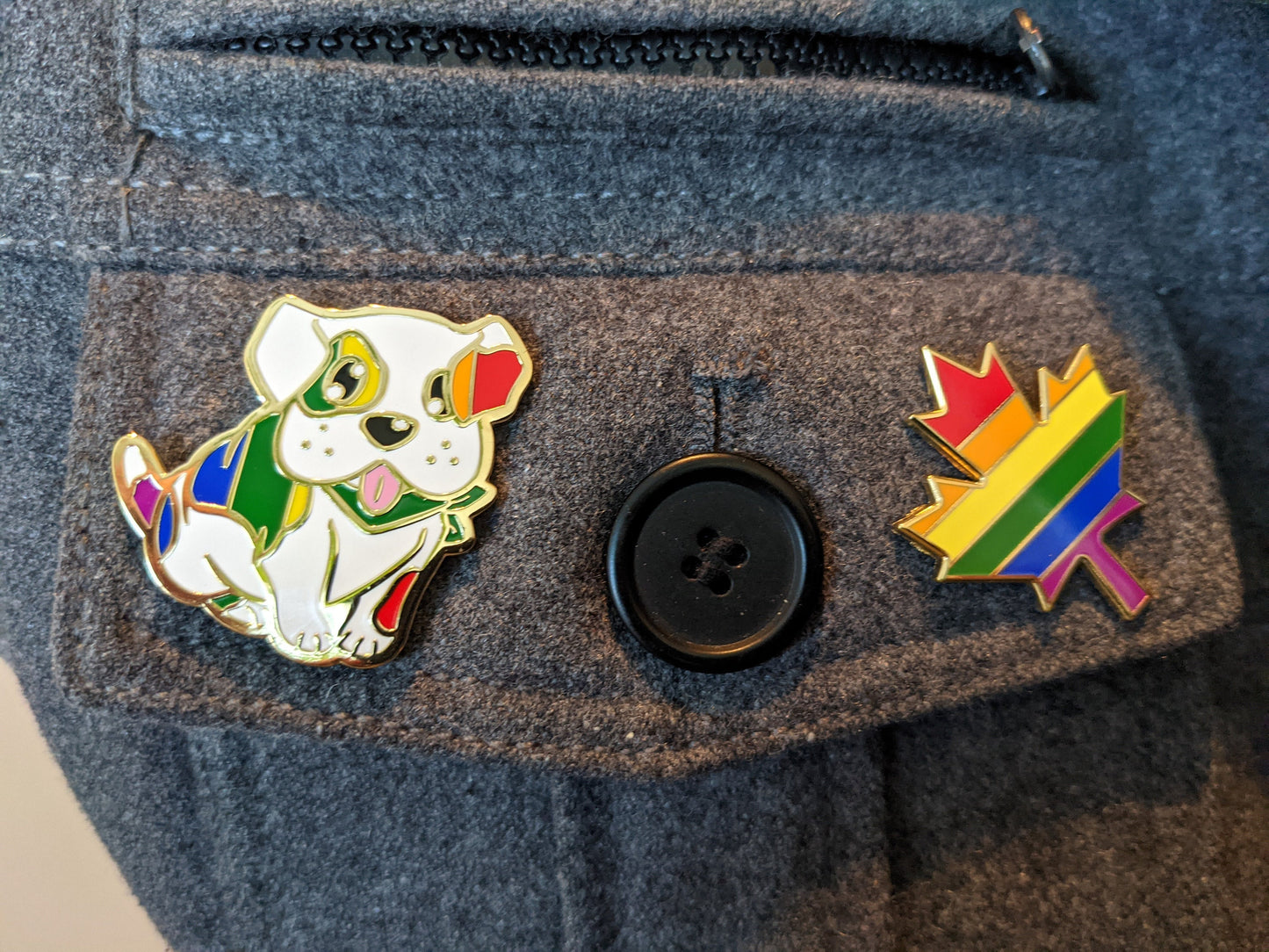 Gay Pride Pin Puppy Dog Enamel Pin in Rainbow Subtle Pride Flag Colors | LGBT Pin Pride Jewelry