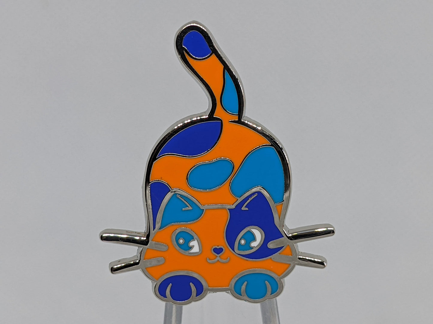 Multigender Pin Purride Chibi Cat Hard Enamel Pin in Multi-gender Pride Flag Colors | LGBTQ+ Subtle Pride Jewelry