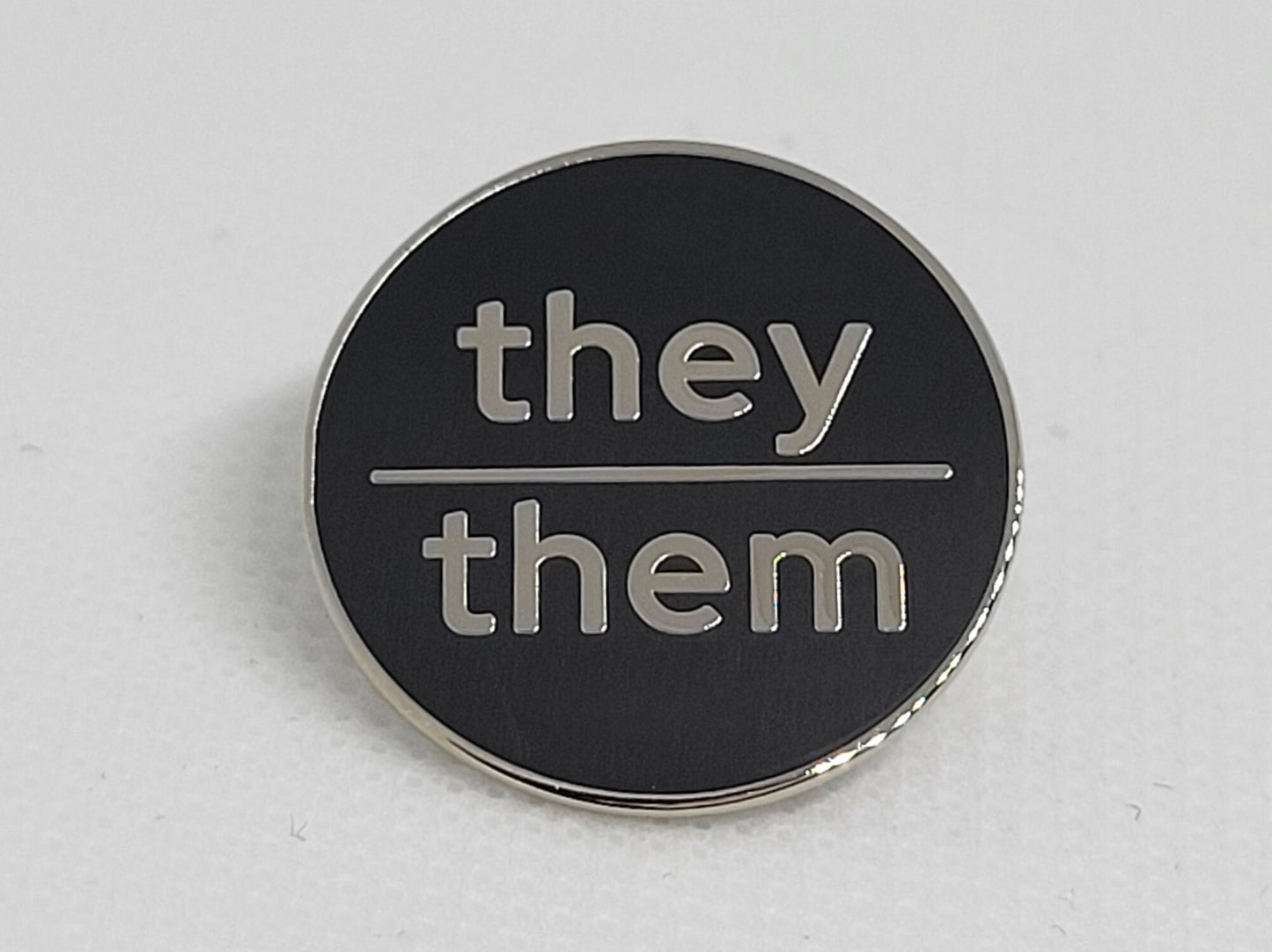 Modern Minimalist Pronoun Pin | They Them Pin | Choose White & Gold, White/Black or Black/Silver | They/Them Pronoun Button | Nonbinary Pin