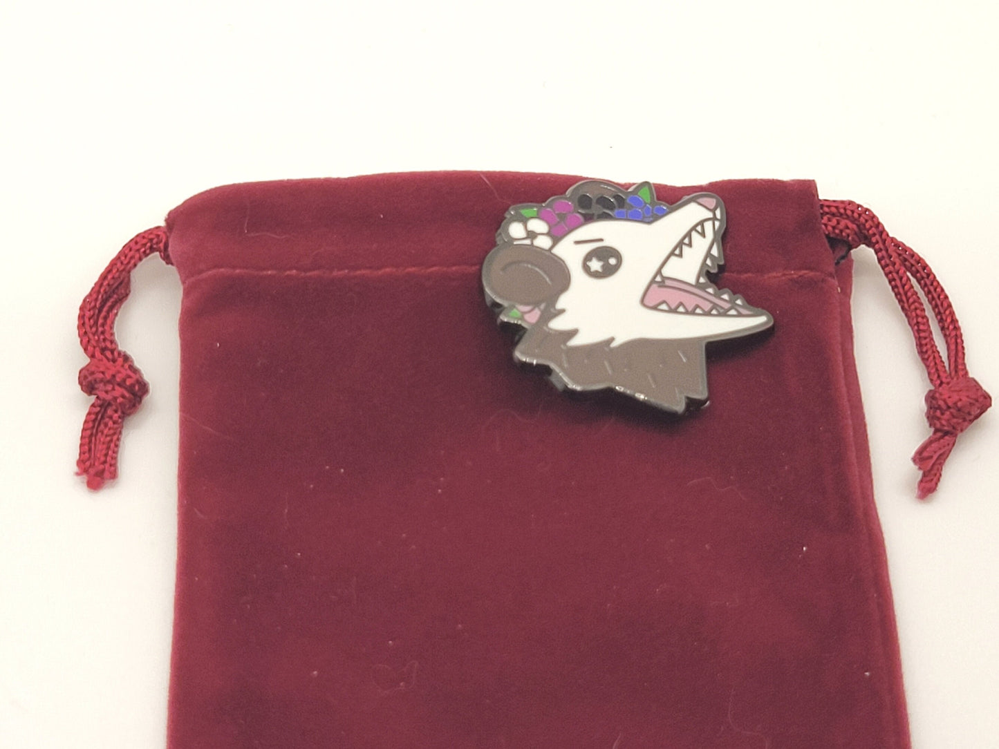 Genderfluid Pride Possum in Flower Crown Screams in Gay | Trash Opossum Enamel Pin Says Gender is Garbage | LGBTQ Pin