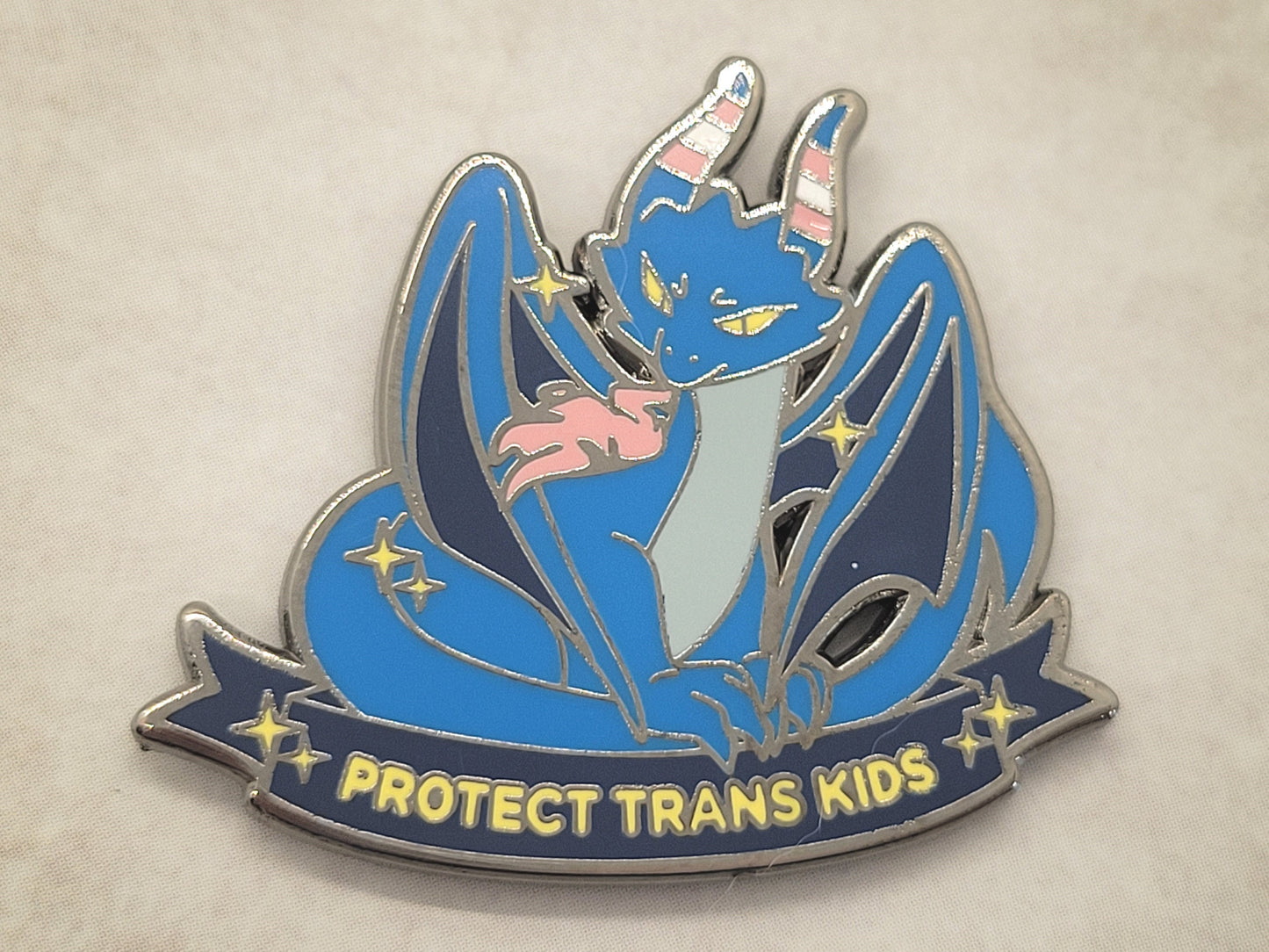 Protect Trans Kids Dragon Enamel Lapel Pin | Support Trans Youth Transgender Rights Trans Lives Matter