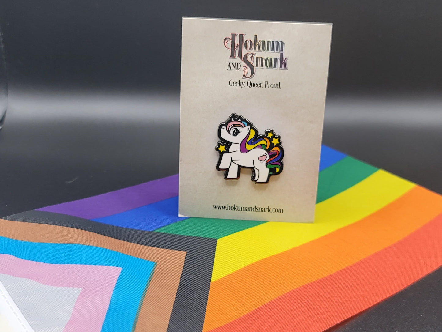 Chibi Unicorn Progress Pride Enamel Pin | Enamel Gay My Little Pony Pin with Subtle Pride Flag Colors | LGBTQ+ Pins | Pride Jewelry