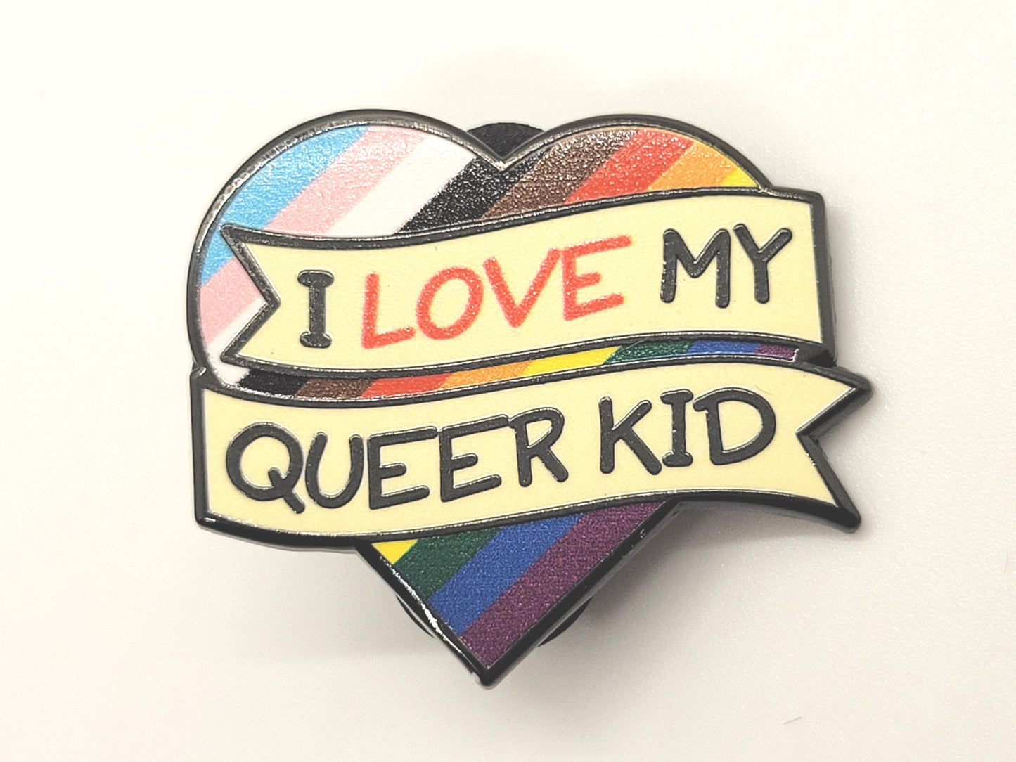 I Love My Queer Kid Rainbow Pride Enamel Pin For Parents and Family