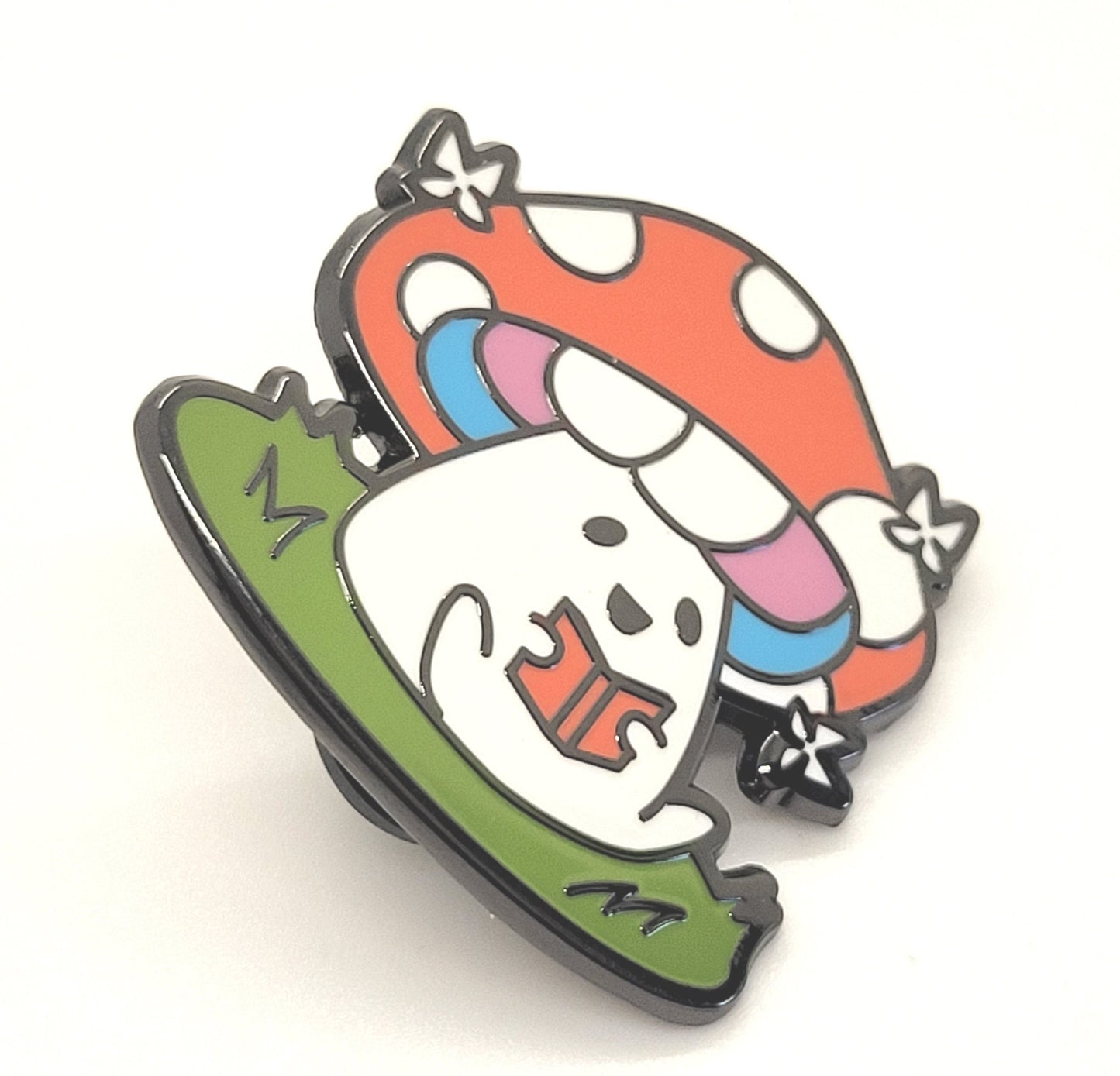 Adorable Mushroom Trans Pride Pin Hard Enamel with Transgender Flag Colors | Subtle Gay Pin | *FREE SHIPPING*