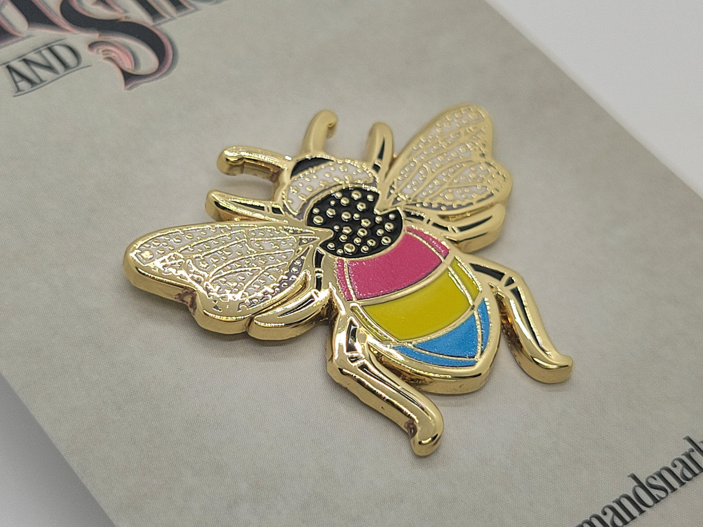 Subtle Queer Pin | Pansexual Pride Bee Enamel Pin in Pan LGBT+ Flag Colors | Pride Jewelry