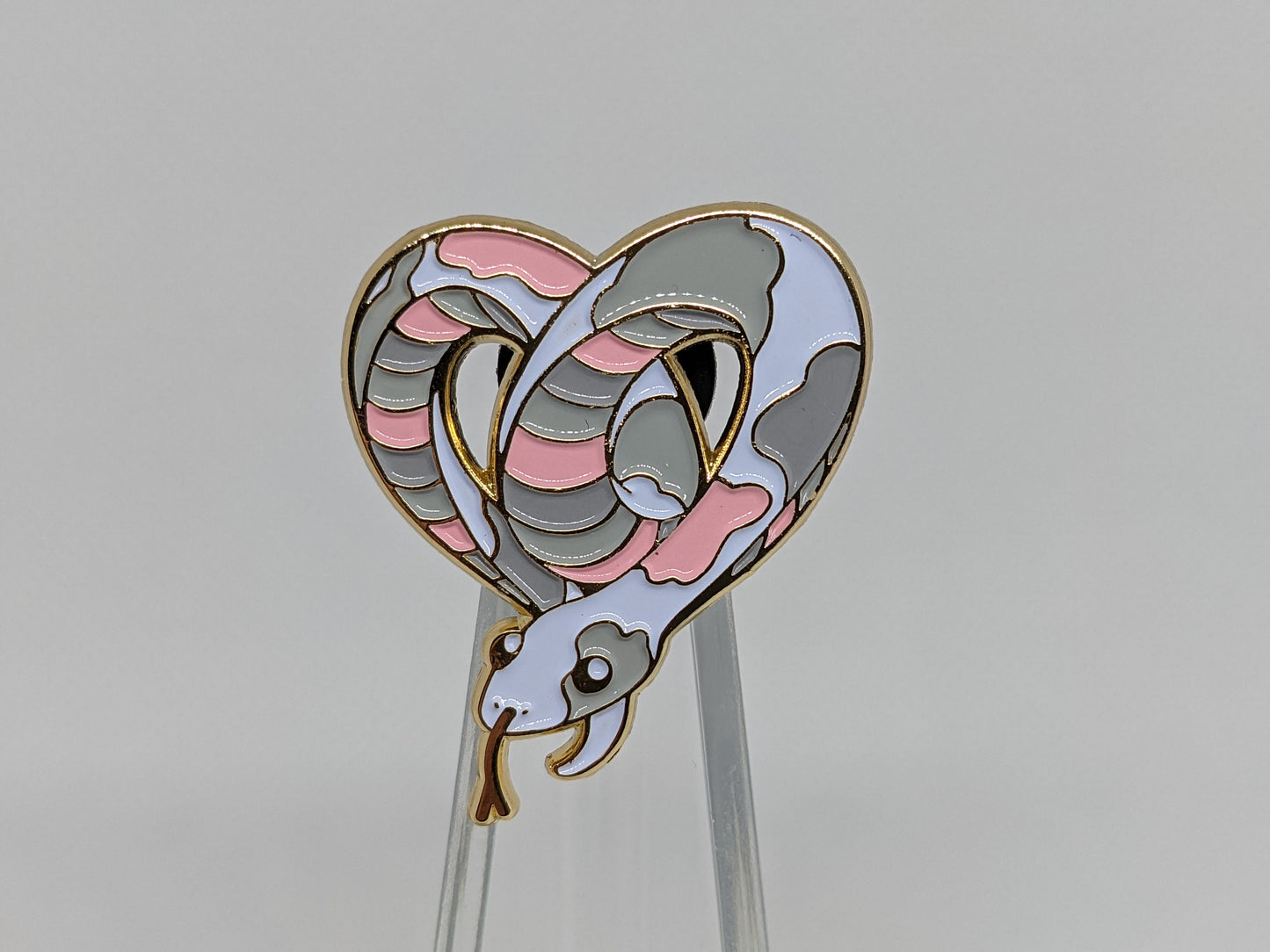 Subtle Demigirl Pride Noodle Heart-Shaped Snake Enamel Pin | Demigirl Pride LGBTQ+ Flag Colors | Subtle Pride Jewelry