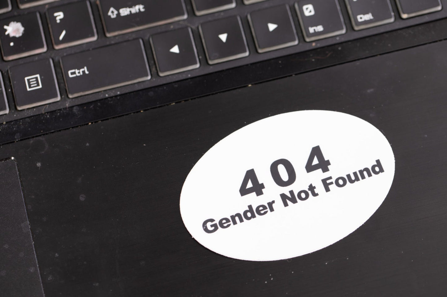 404 Error Gender Not Found Agender Genderfluid Gender Queer Vinyl Decal | Waterproof Die-Cut Vinyl Sticker for Car, Laptop, Water Bottle etc