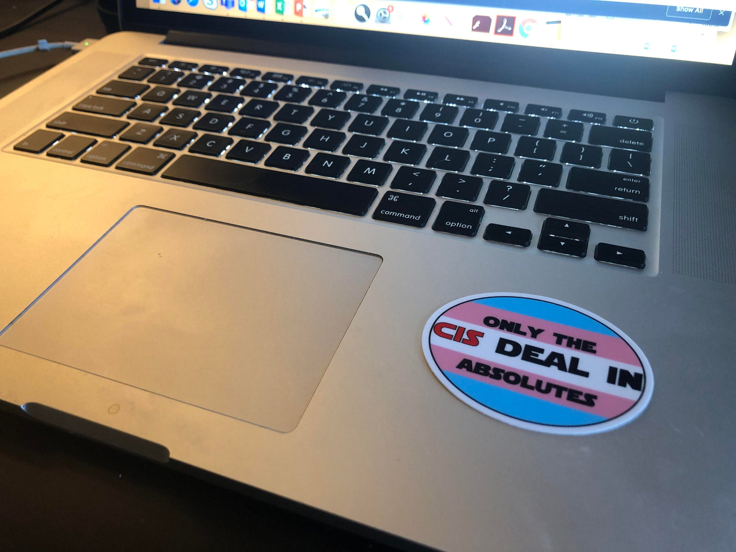 Only The Cis Deal In Absolutes Star Wars Pun Trans Pride Decal | Waterproof Die-Cut Vinyl Sticker for Car, Laptop, Water Bottle etc.