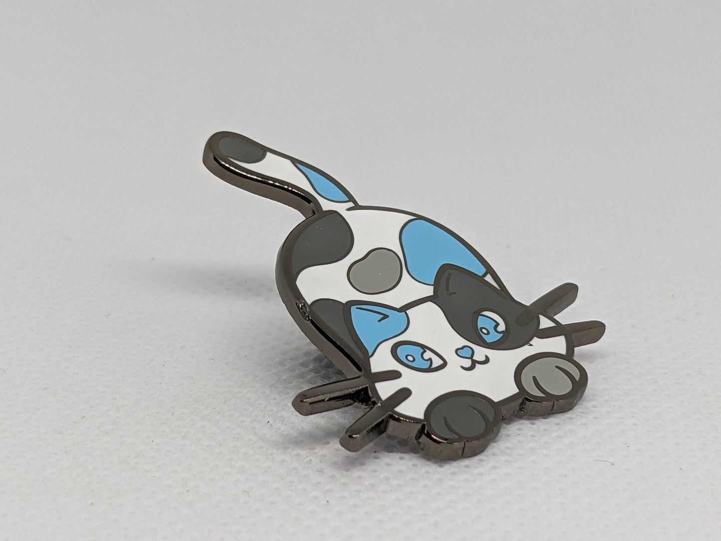 Demiboy Pin Purride Chibi Cat Hard Enamel Pin in Demiboy Pride Flag Colors | LGBTQ+ Subtle Demiboy Pride Jewelry