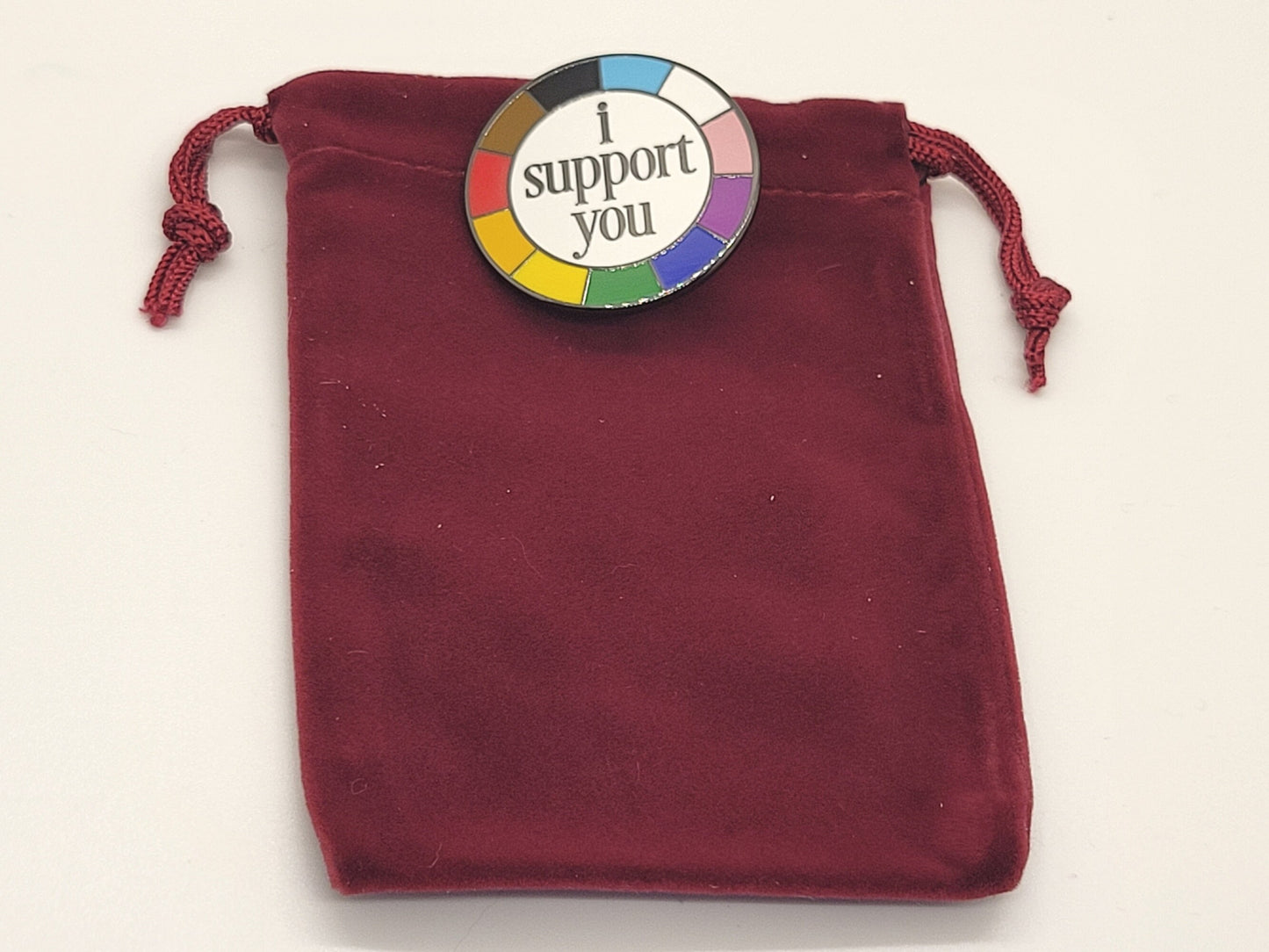 I Support You Enamel Pin in Progress Pride Colors for Supporters of All Kinds