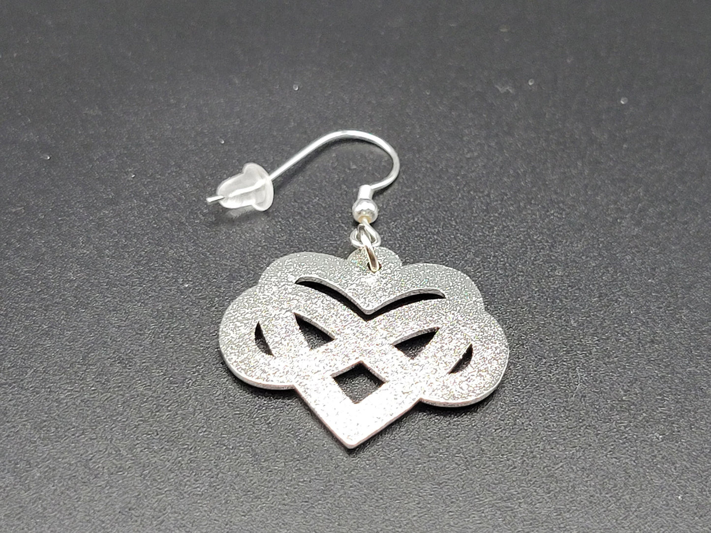 Polyamory Infinity Heart Enamel Earrings | Infinite Love Celtic Knot Blue Red Gold Cut Out Design | Polyamory Pride Jewelry