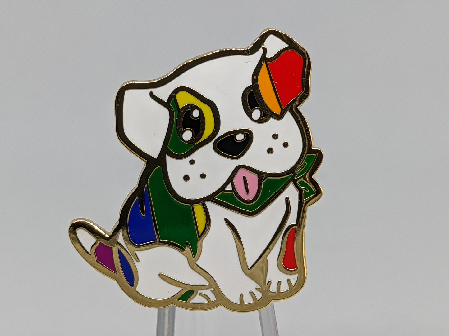 Gay Pride Pin Puppy Dog Enamel Pin in Rainbow Subtle Pride Flag Colors | LGBT Pin Pride Jewelry