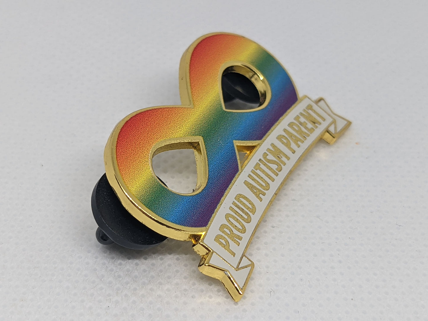 Proud Autism Parent Spectrum Infinity Symbol Gold Hard Enamel Pin for Mom Dad Parent of Neurodivergent Child | Autism Pride & Joy