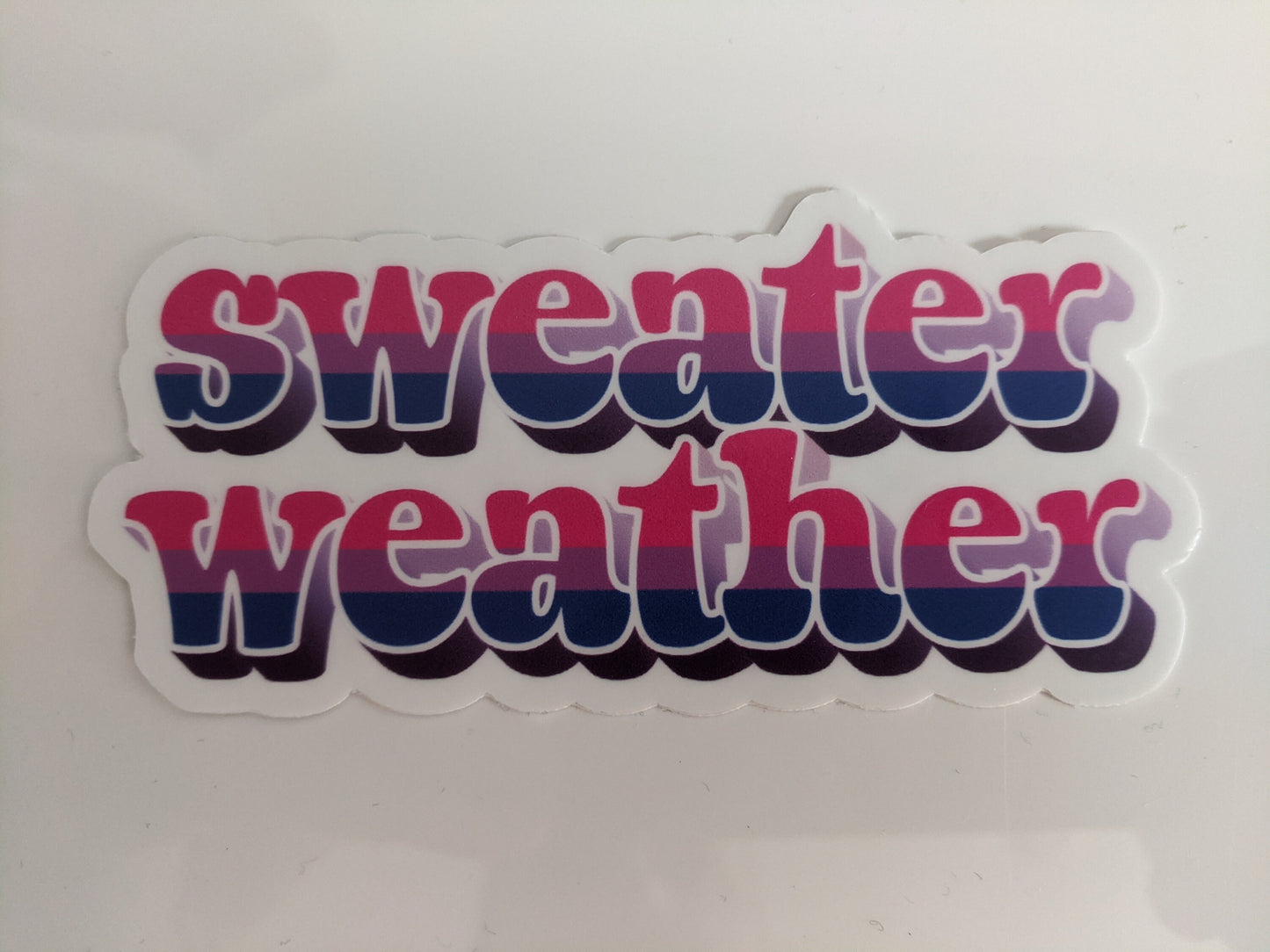 Bisexual Pride Sweater Weather Bi Anthem Vinyl Decal 4" | Waterproof Die-Cut Vinyl Sticker for Car, Laptop, Water Bottle etc.