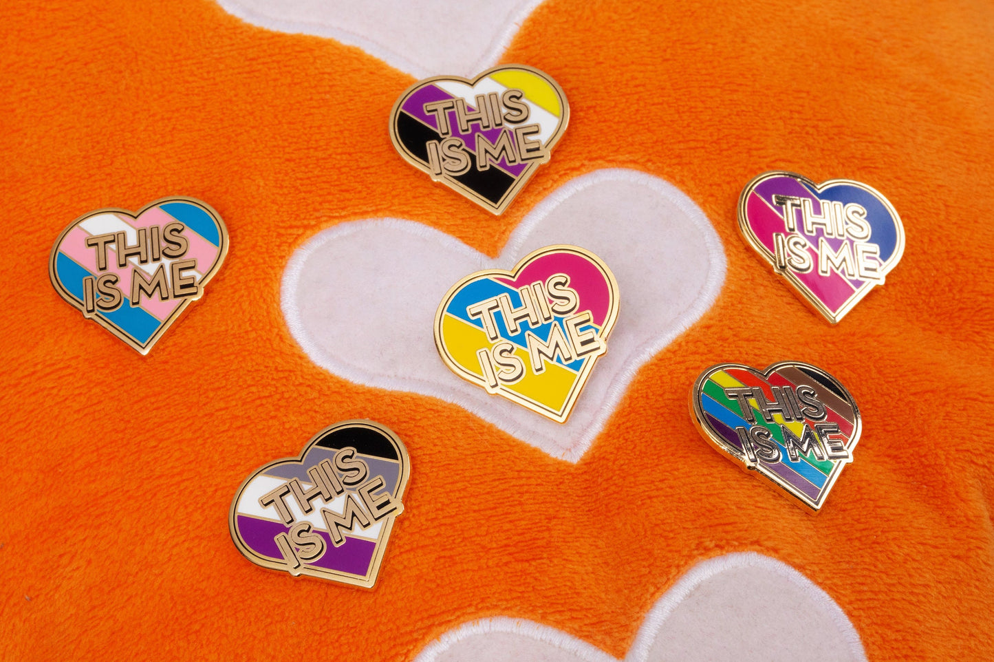 Nonbinary Pride The Greatest Showman "This Is Me" Heart Shaped Enby Pride Flag Enamel Pin