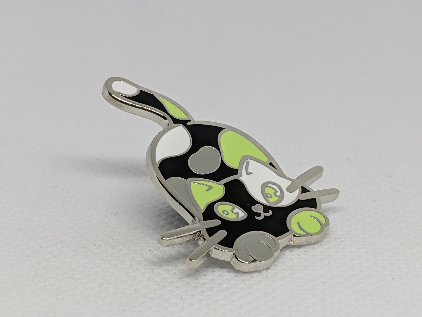 Agender Pin Purride Chibi Cat Hard Enamel Pin in Agender Pride Flag Colors | LGBTQ+ Subtle Agender Pride Pin
