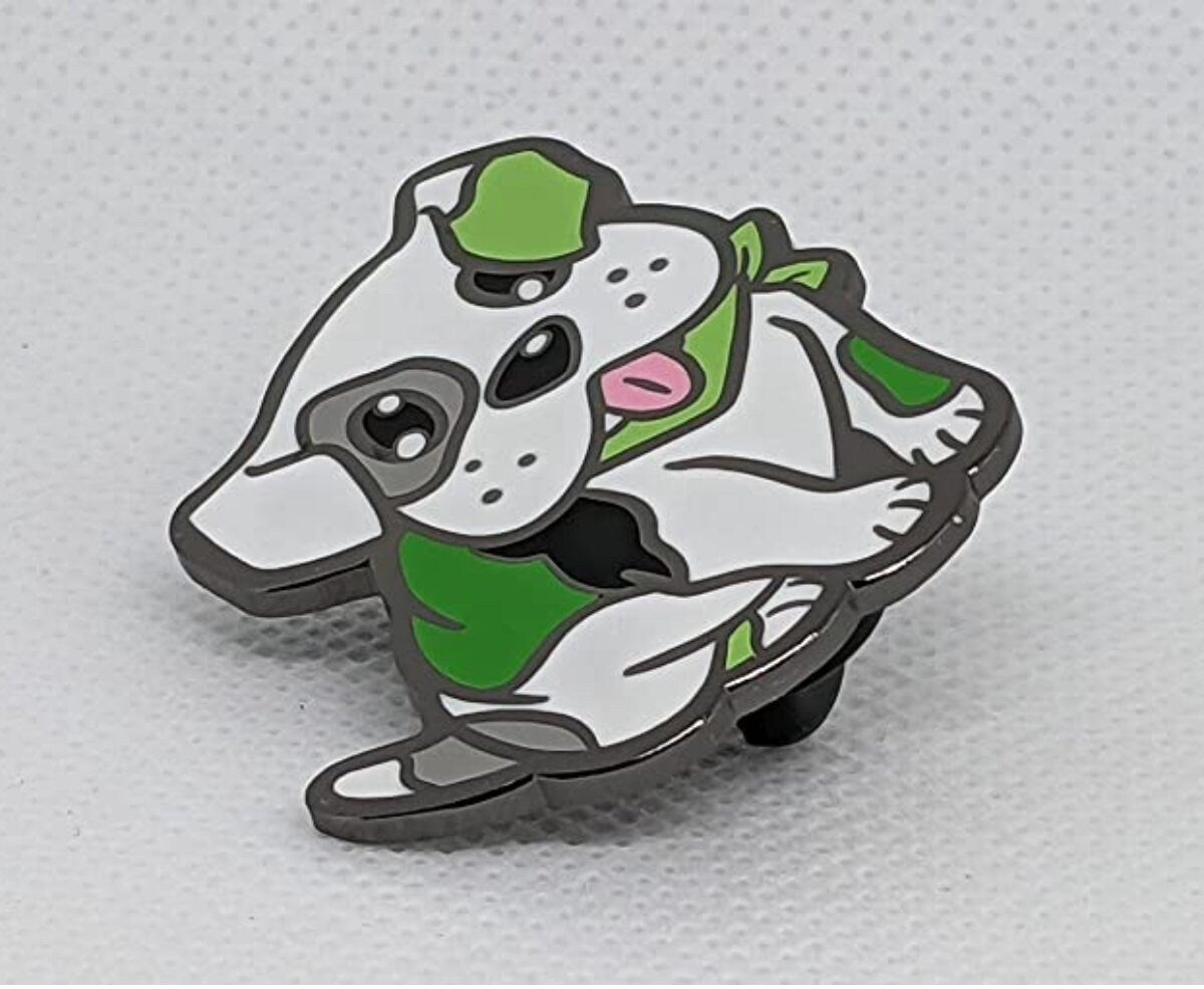 Aromantic Pride Pin Puppy Dog Enamel Pin in Subtle Aro Pride Flag Colors | LGBTQ Pin Pride Jewelry