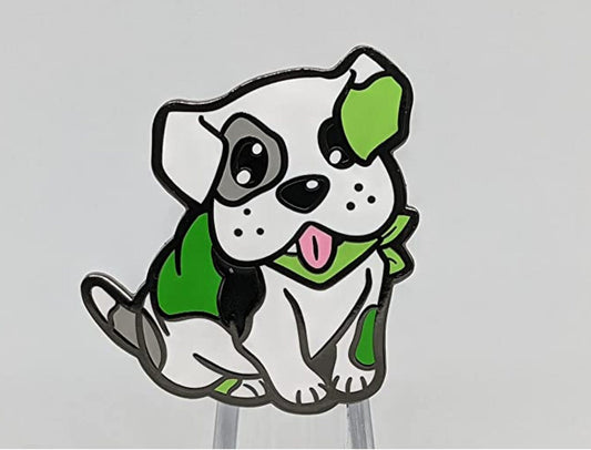 Aromantic Pride Pin Puppy Dog Enamel Pin in Subtle Aro Pride Flag Colors | LGBTQ Pin Pride Jewelry