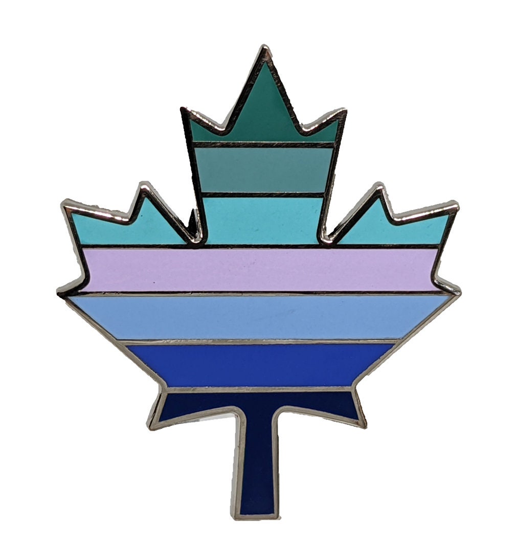 WLW or MLM Pride Canadian Maple Leaf Hard Enamel Pin in Lesbian or Gay Male LGBT+ Flag Colors | Pride Jewelry