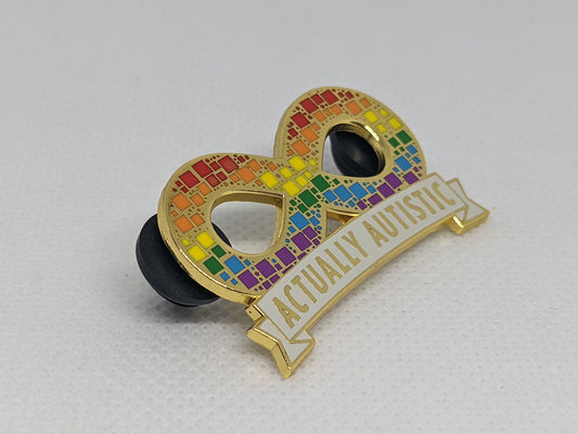 Actually Autistic Mosaic Tile Rainbow Autism Spectrum Infinity Symbol Hard Enamel Pin | Autistic Pride Neurodivergent Autism Acceptance