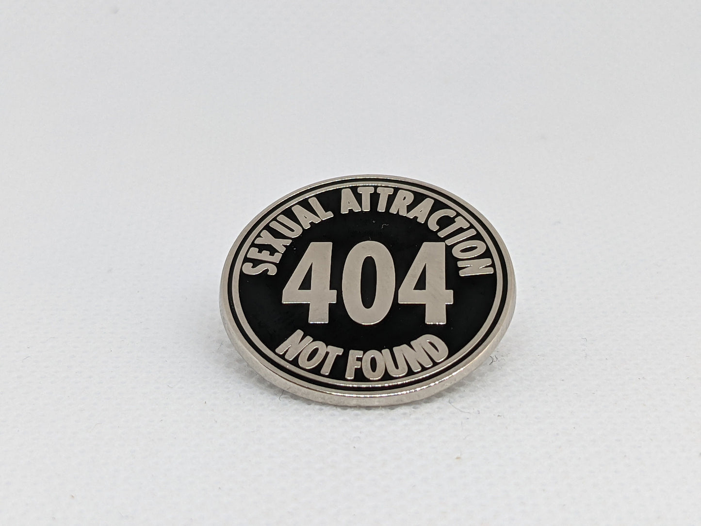 404 Sexual Attraction Not Found Enamel Pin | Asexual Ace Demisexual | Choose Silver & Black or Ace Demi Pride Flag Colors