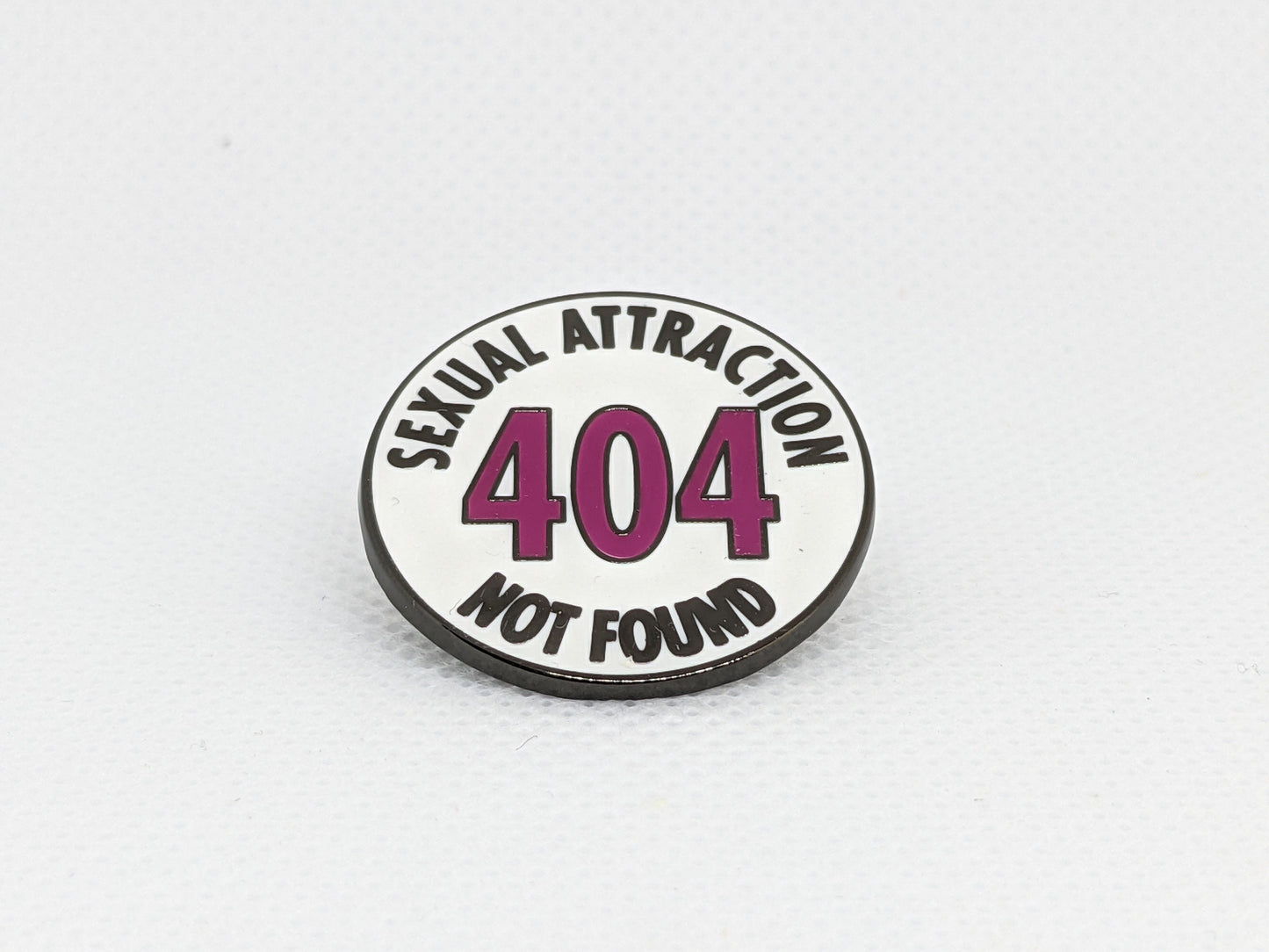 404 Sexual Attraction Not Found Enamel Pin | Asexual Ace Demisexual | Choose Silver & Black or Ace Demi Pride Flag Colors