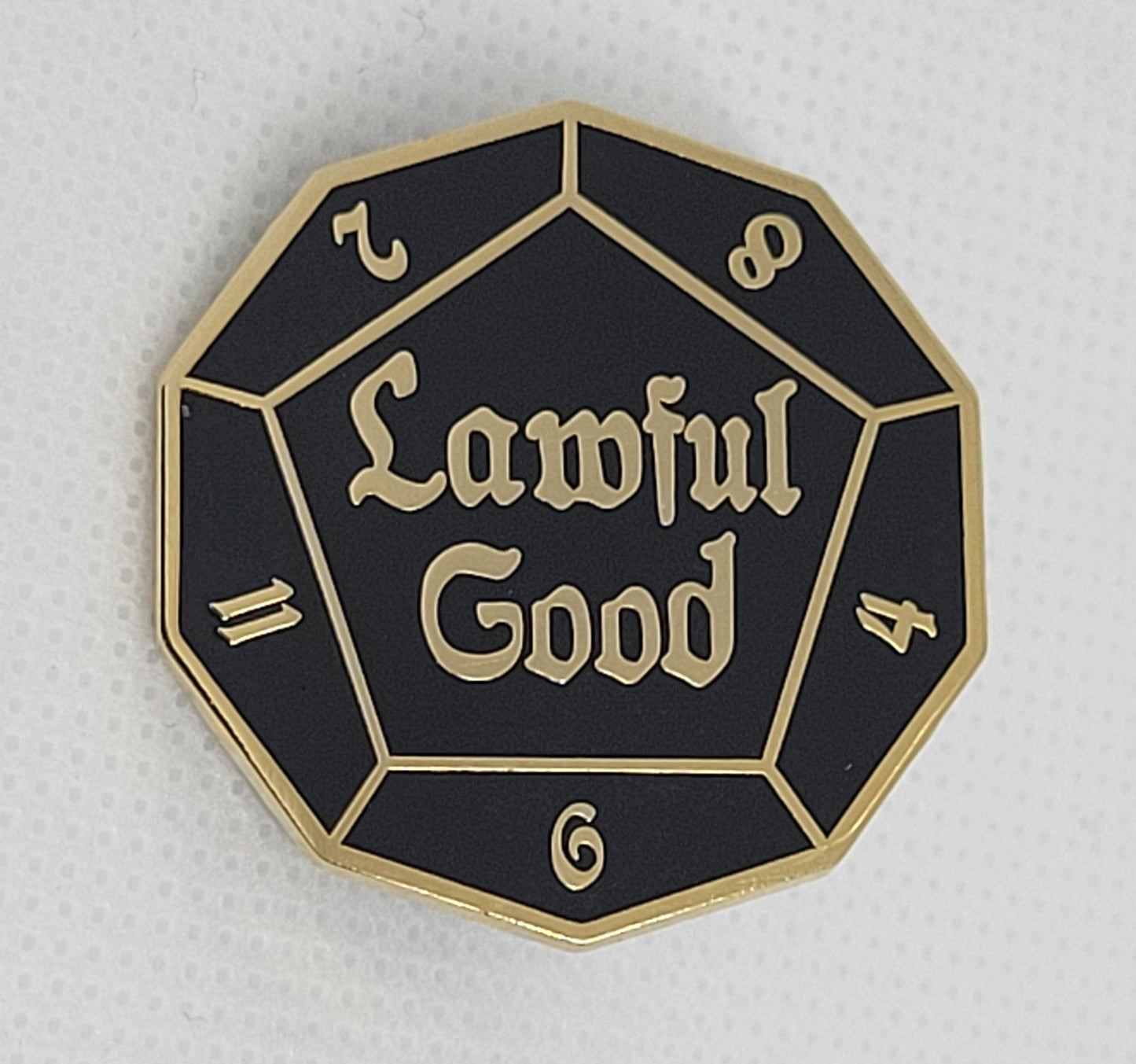 Lawful Good DnD Alignment d12 Dice Enamel Pin Silver or Gold Finish | Geeky Gift for Gamers & Fans