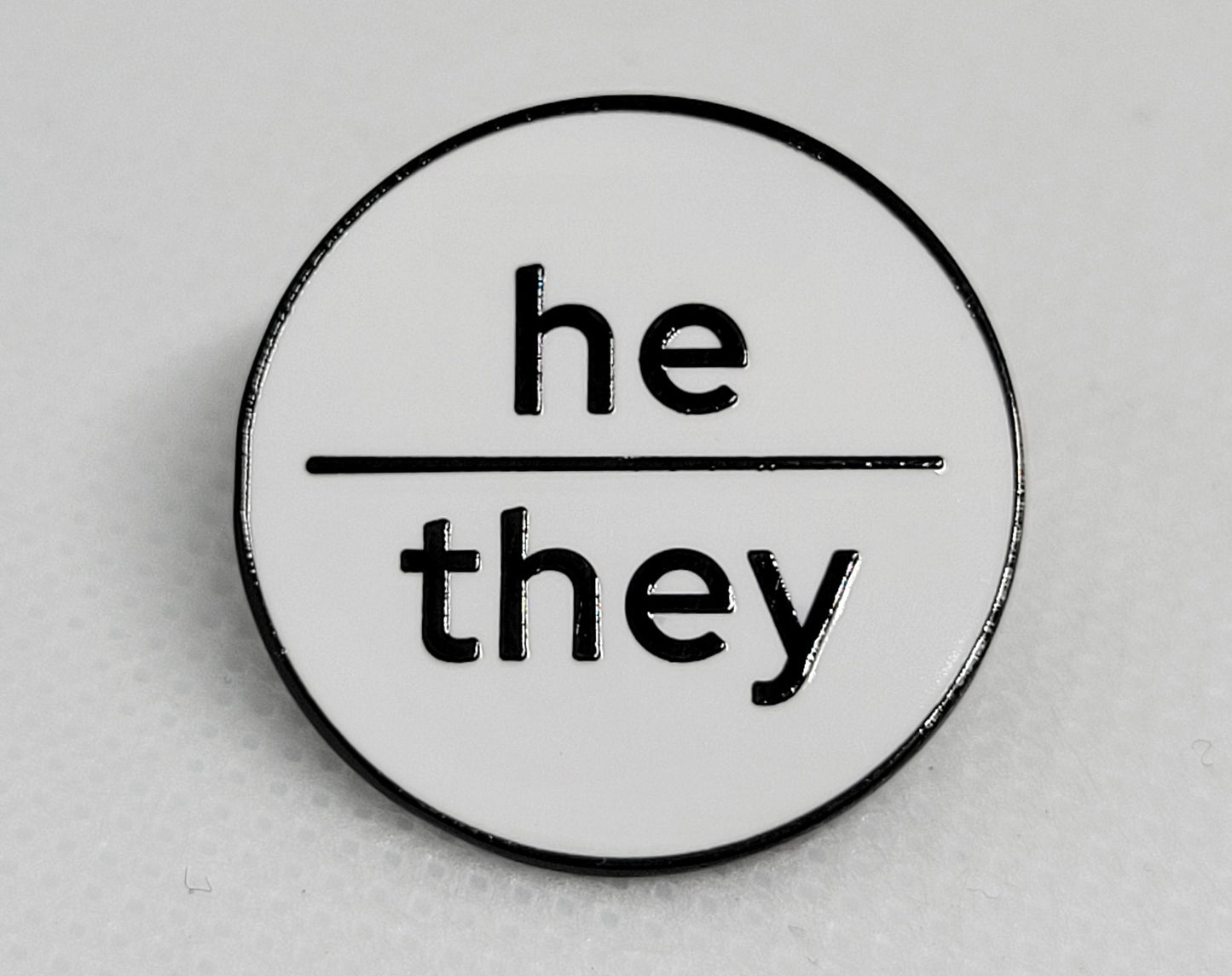 Nonbinary Pronoun Pin | He They Pin | Choose White & Gold or White/Black | He/They Pronoun Button | Modern Minimalist Pronoun Pin