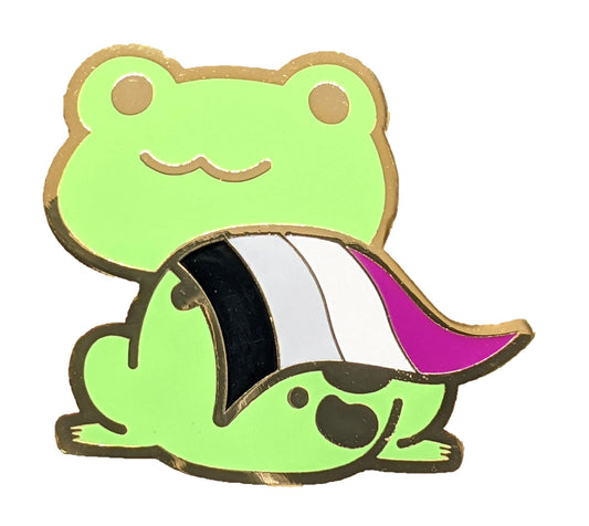 Asexual Frog Pin | Chibi Queer Frog Enamel Pin in Ace Pride Flag Cape | LGBTQ Frog Pin | Ace Pride Frog Pride Jewelry