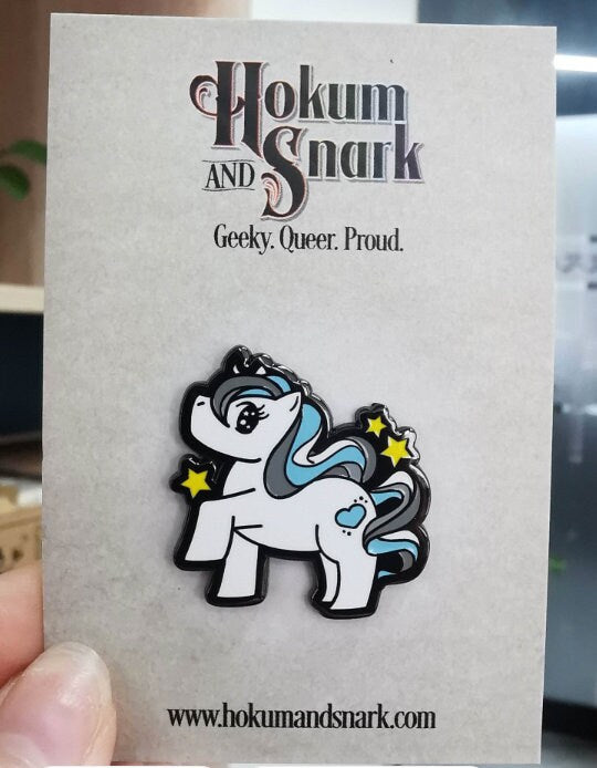 Chibi Unicorn Demiboy Pin | Gay My Little Pony Enamel Pin with Subtle Demiboy Pride Flag Colors | LGBTQ+ Pins | Lowkey Pride Jewelry