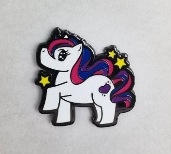 Chibi Unicorn Bisexual Pride Enamel Pin | Gay Little Pony Pin with Bi Pride Colors | LGBTQ+ Pins | Subtle Pride