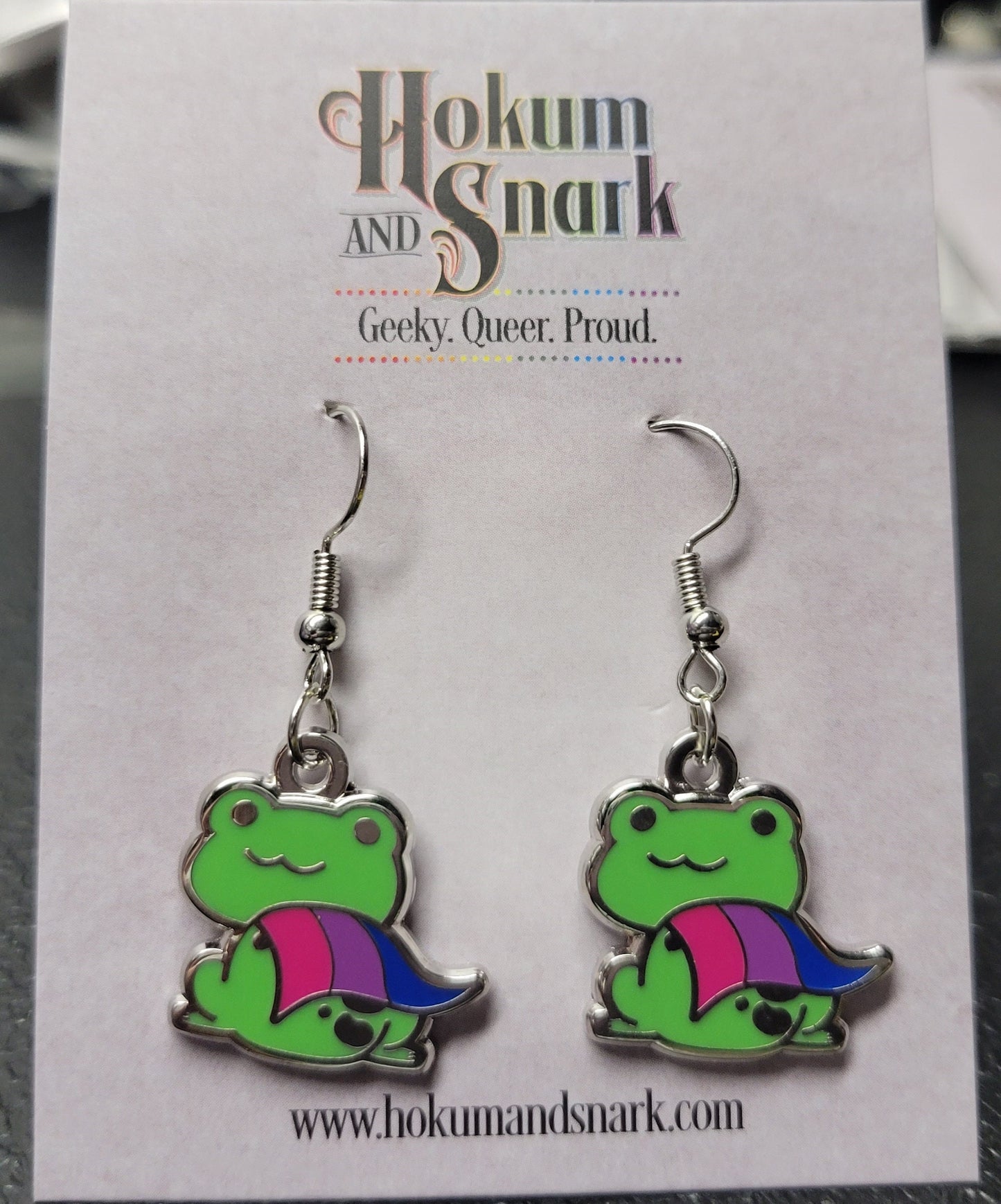 Bisexual Frog Earrings | Bi Pride Frog Dangle Earrings | LGBTQ+ Frog | Pride Jewelry Pride Accessories LGBT