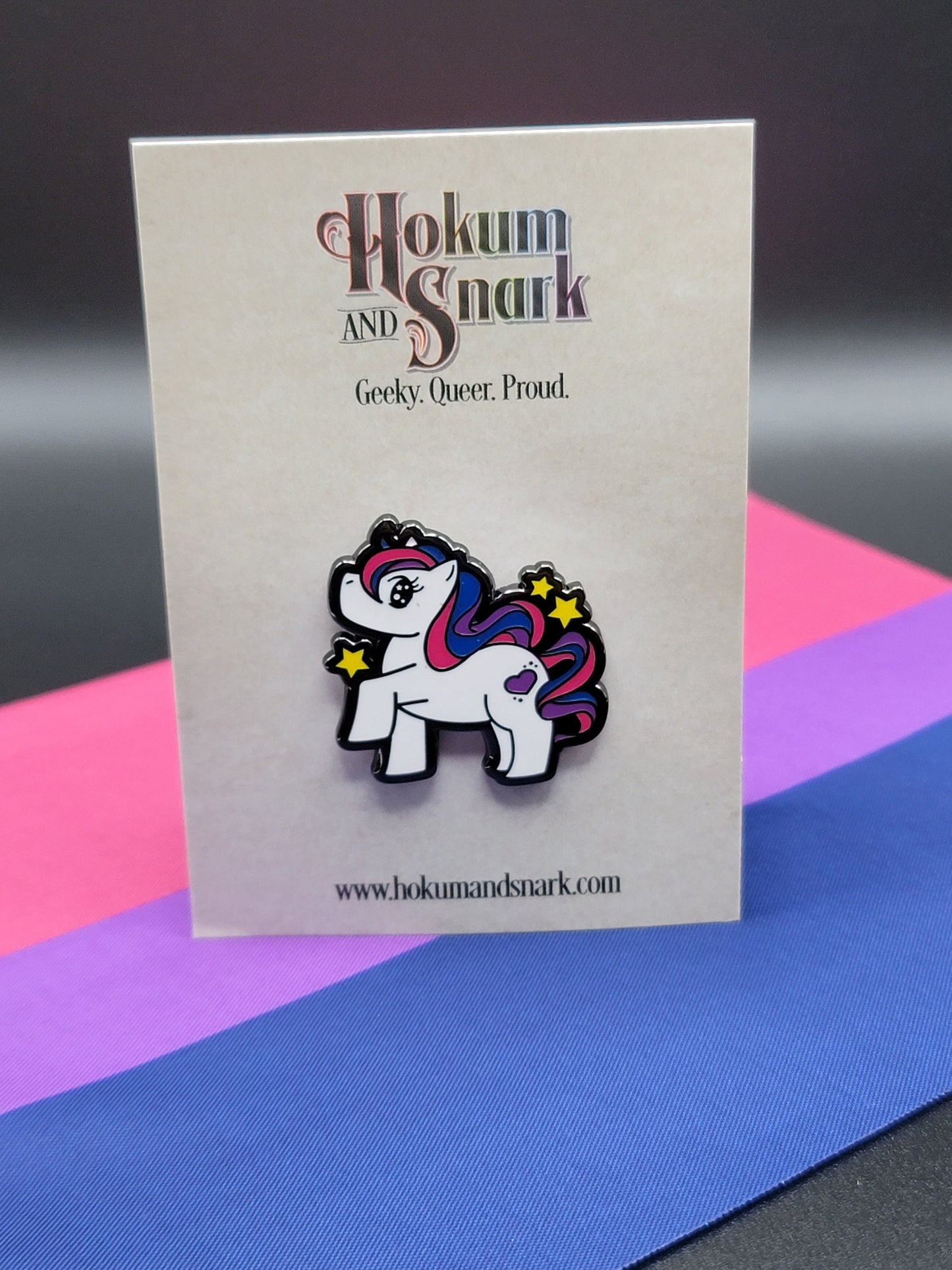Chibi Unicorn Bisexual Pride Enamel Pin | Gay Little Pony Pin with Bi Pride Colors | LGBTQ+ Pins | Subtle Pride
