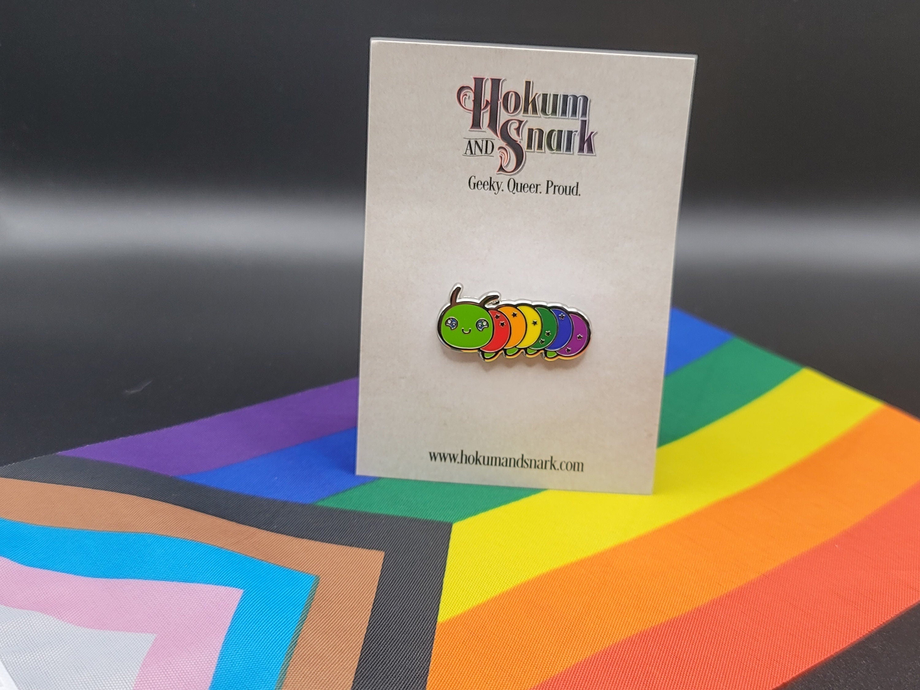 Rainbow Pride Pin Caterpillar Chibi Enamel Pin In Gay Pride Flag Col Hokum And Snark 