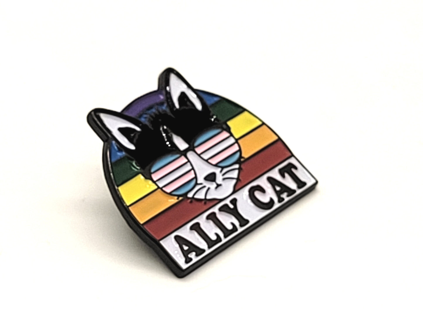 Ally Cat LGBTQ+ Ally Pin | Pride Ally Lapel Pin | Trans Inclusive Ally Pin | Trans Rights Pin