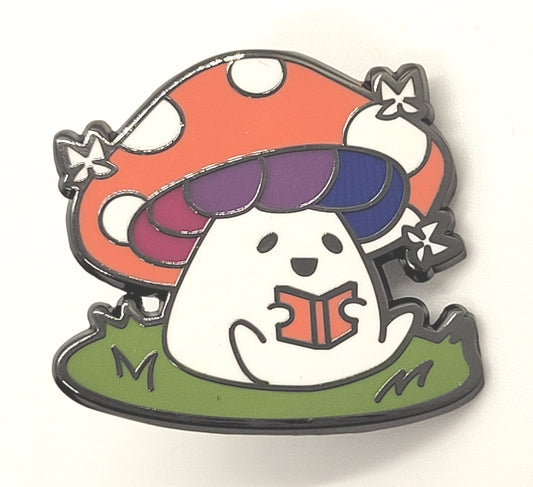 Adorable Mushroom Bi Pride Pin with Subtle Bisexual Flag Colors