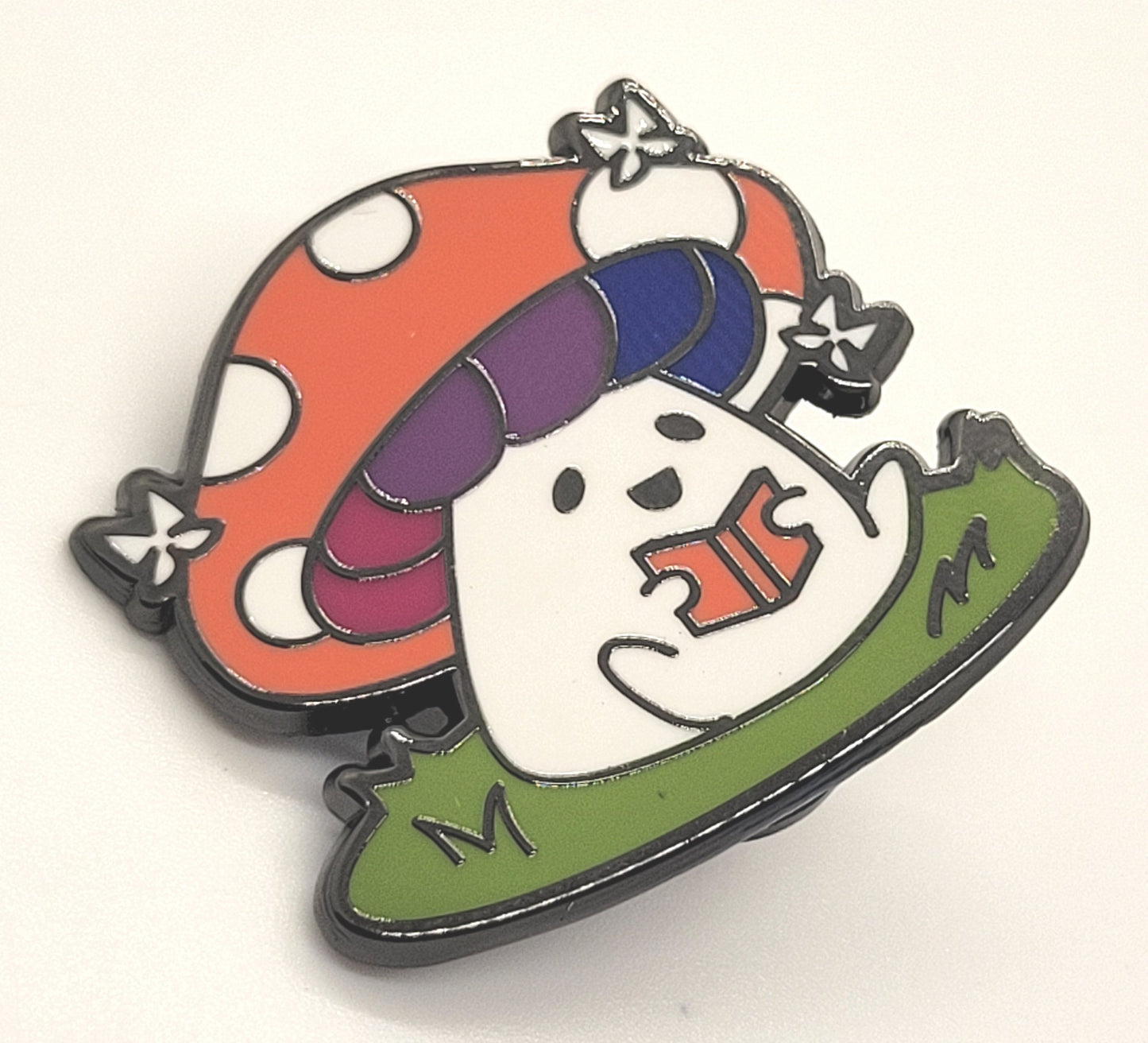Adorable Mushroom Bi Pride Pin with Subtle Bisexual Flag Colors