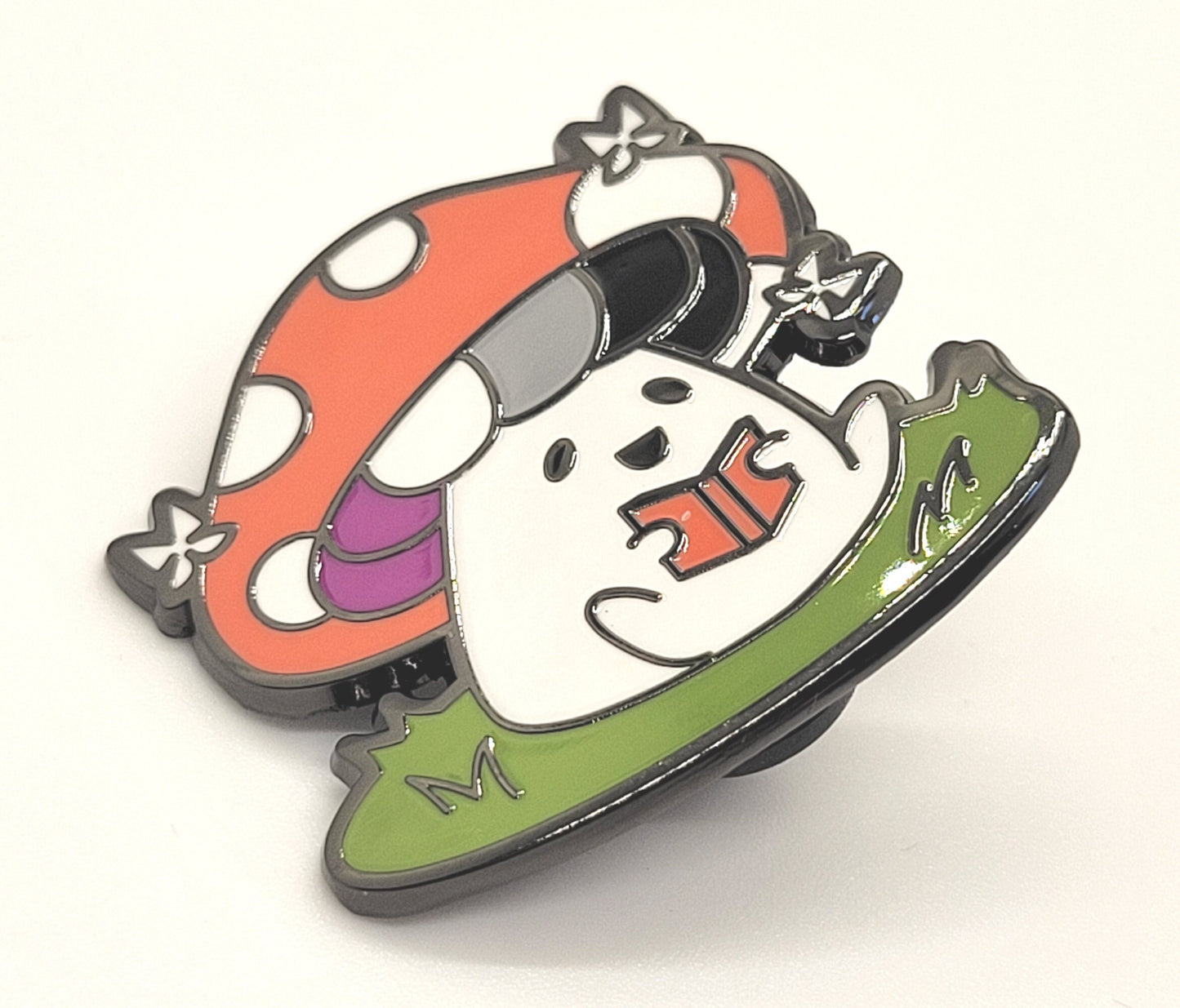 Adorable Mushroom Ace Pride Pin Hard Enamel with Asexual Flag Colors | Subtle Gay Pin