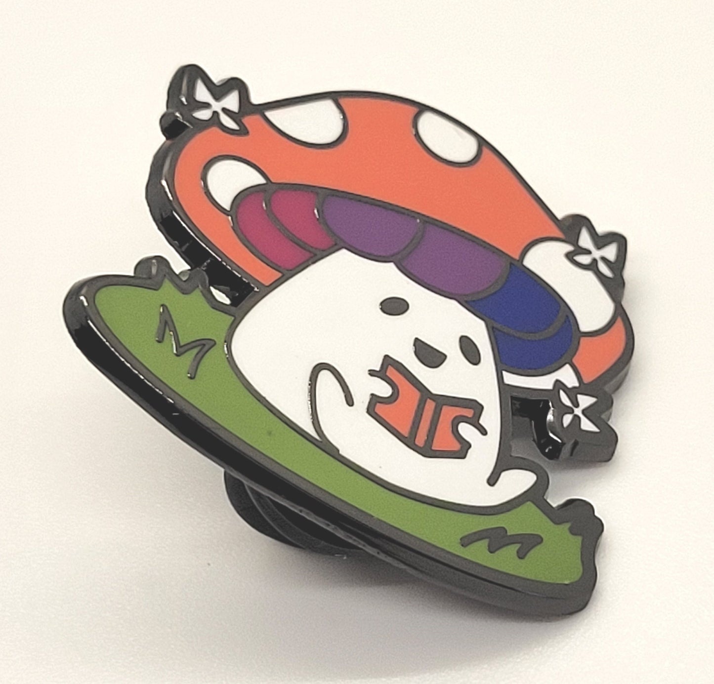 Adorable Mushroom Bi Pride Pin with Subtle Bisexual Flag Colors