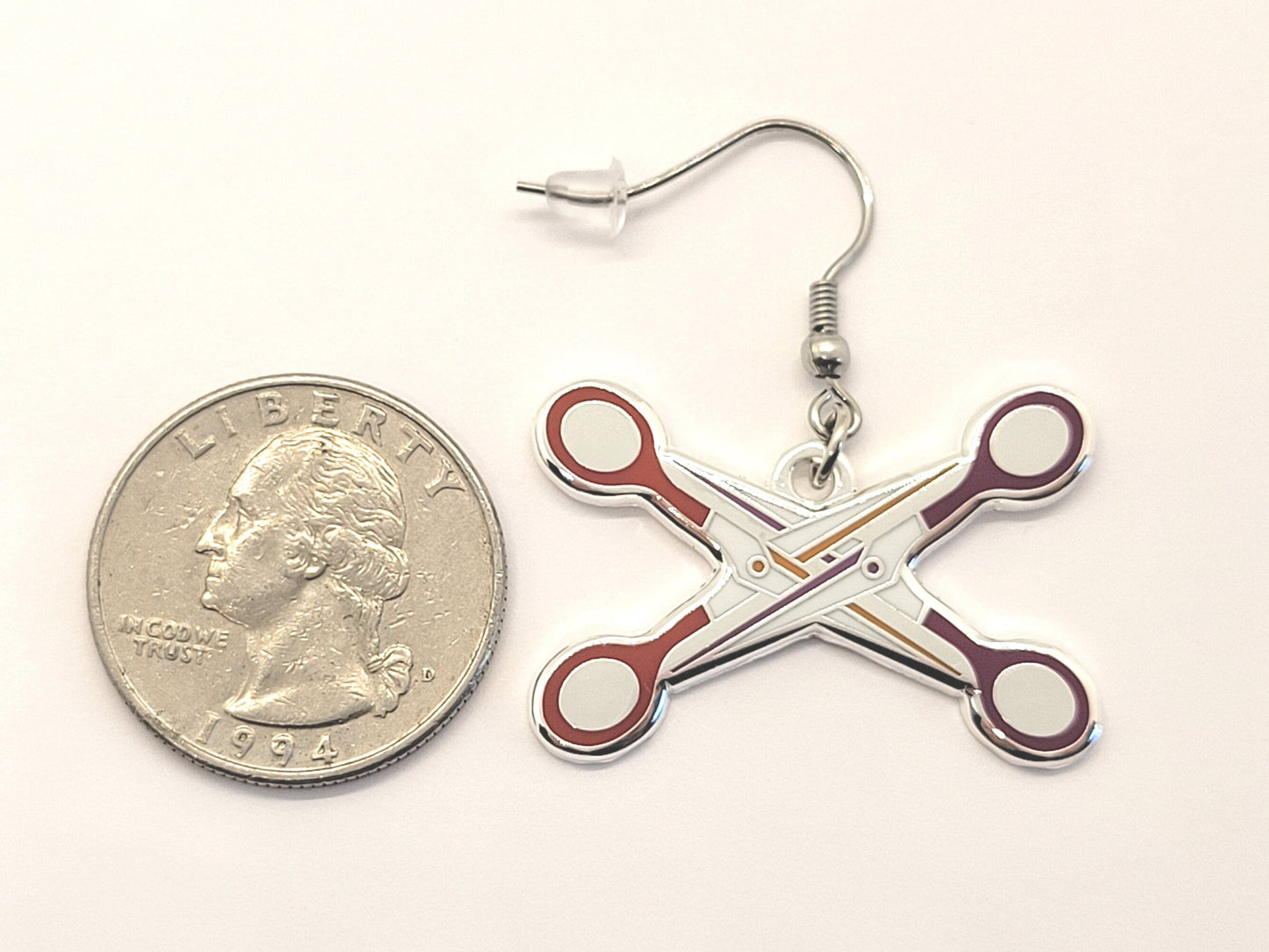 Lesbian Pride Scissors Earrings in WLW LGBT+ Flag Colors | LGBTQ+ Pride Jewelry