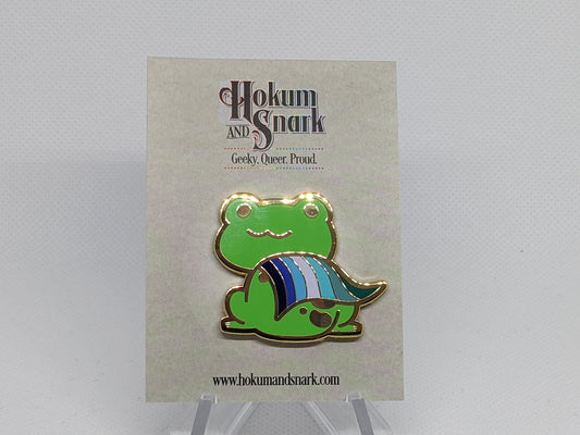 Gay Pride Frog Chibi Hard Enamel Pin | MLM Pride Frog  | Gay Frog Pin in LGBTQ Pride Flags