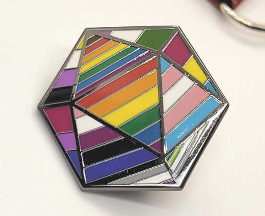Pride Flags d20 Dice Enamel Pin for Trans Bi Pan Ace Enby Aro Genderqueer Genderfluid LGBTQ Pride Accessories
