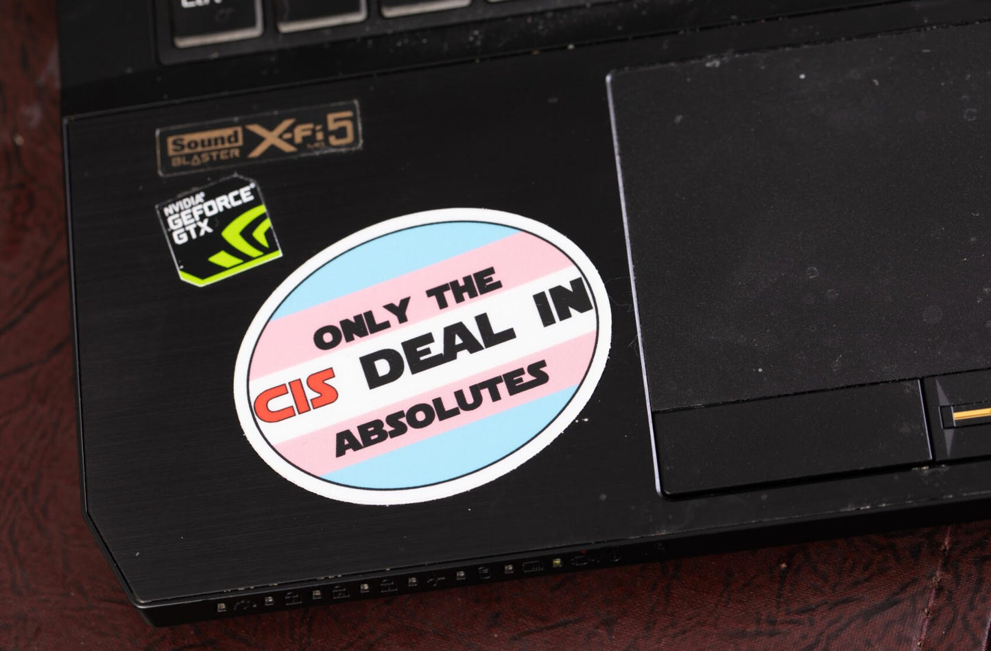 Only The Cis Deal In Absolutes Star Wars Pun Trans Pride Decal | Waterproof Die-Cut Vinyl Sticker for Car, Laptop, Water Bottle etc.