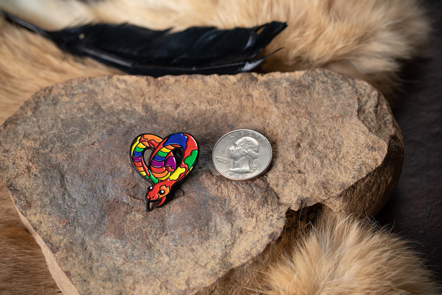 Gay Pride Flag Rainbow Heart-Shaped Snake Enamel Pin for LGBTQ+ Pride | Subtle Pride Jewelry
