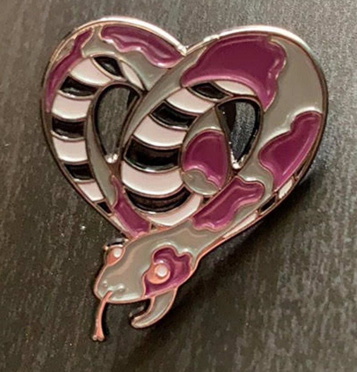 Gray Ace Demi Pride Noodle Enamel Pin in Demisexual Flag Colors