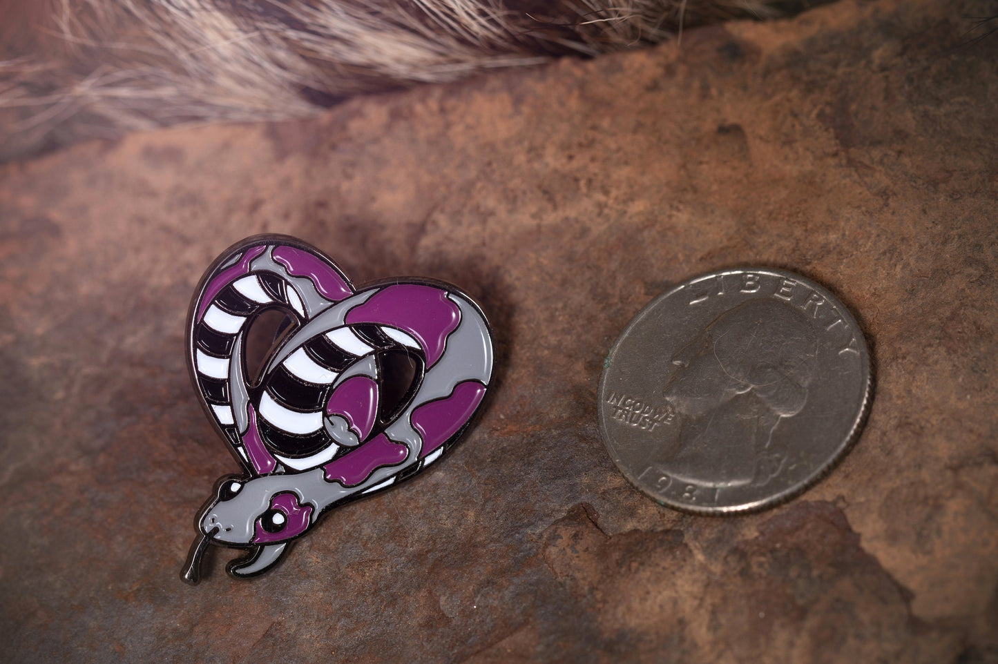 Gray Ace Demi Pride Noodle Enamel Pin in Demisexual Flag Colors