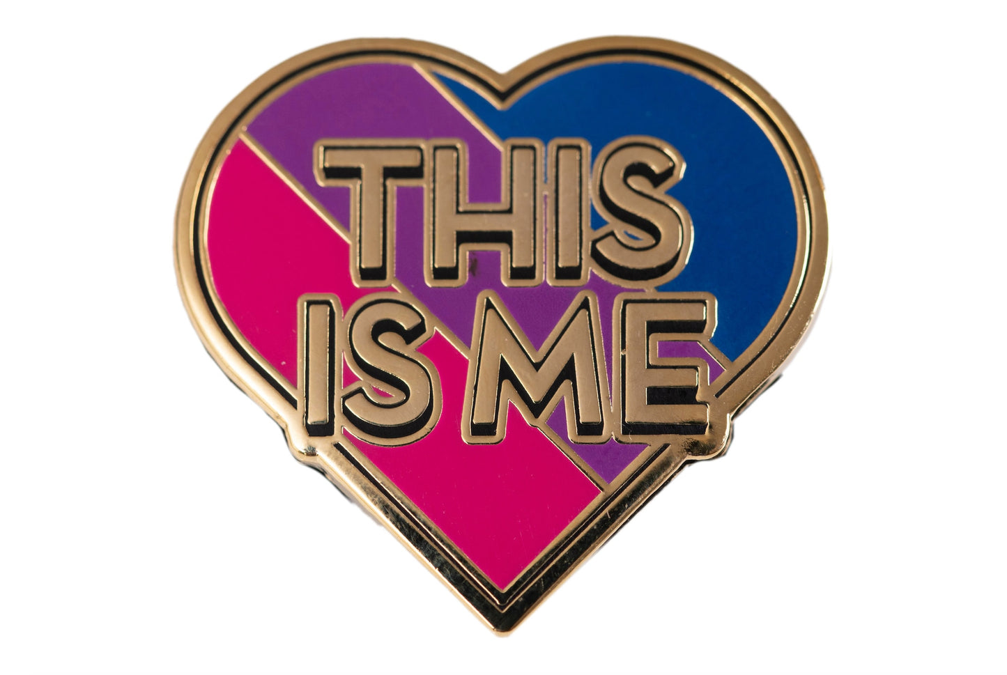 Bi Pride The Greatest Showman "This Is Me" Heart-Shaped Bisexual Pride Flag Enamel Pin