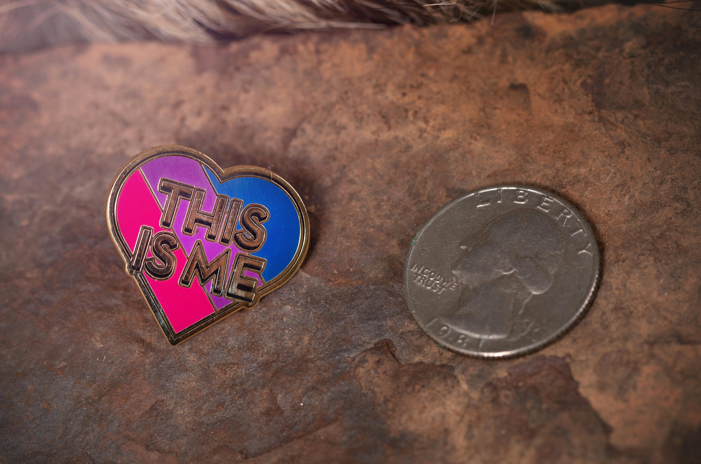 Bi Pride The Greatest Showman "This Is Me" Heart-Shaped Bisexual Pride Flag Enamel Pin