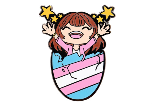 Trans Pride Egg Mode Femme Gender Euphoria Kawaii Chibi Style Enamel Pin